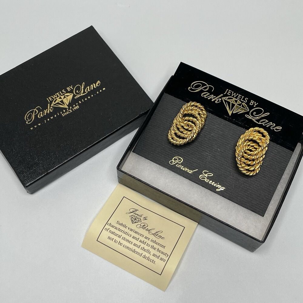 Vintage Park Lane Gold Tone Twisted Knot Statement Stud Earrings Pierced Bold